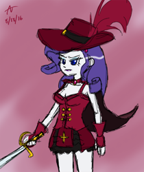 Size: 390x465 | Tagged: safe, artist:howlsinthedistance, rarity, equestria girls, solo, sword, weapon