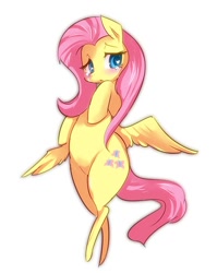 Size: 556x700 | Tagged: safe, artist:girlieginger, fluttershy, pegasus, pony, blushing, crying, female, looking away, mare, simple background, solo, spread wings, teary eyes, three quarter view, white background, wings