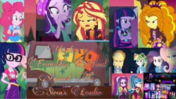 Size: 2048x1153 | Tagged: safe, edit, edited screencap, screencap, adagio dazzle, applejack, aria blaze, fluttershy, pinkie pie, rainbow dash, rarity, sci-twi, sonata dusk, starlight glimmer, twilight sparkle, better together, choose your own ending, equestria girls, mirror magic, rainbow rocks, sunset's backstage pass!, wake up!, wake up!: rainbow dash, spoiler:eqg specials, angry, clothes, fanfic, fanfic art, fanfic cover, glare, glasses, hat, the dazzlings, van