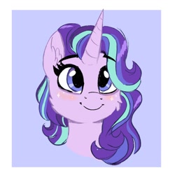 Size: 1200x1200 | Tagged: safe, artist:scarletskitty12, starlight glimmer, pony, unicorn, blushing, bust, cheek fluff, cute, ear fluff, female, glimglam, glimmerbetes, mare, portrait, smiling, solo