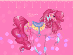 Size: 1927x1448 | Tagged: safe, artist:january-joy, pinkie pie, earth pony, pony, bridle, realistic, saddle