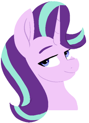 Size: 412x573 | Tagged: safe, artist:dummyhorse, starlight glimmer, pony, unicorn, bust, eyebrows, portrait, smiling, solo