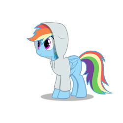 Size: 1001x1001 | Tagged: safe, artist:sciencesean, derpibooru import, rainbow dash, pegasus, pony, clothes, female, hoodie, simple background, solo, transparent background, vector