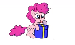 Size: 1280x778 | Tagged: safe, artist:thex-plotion, pinkie pie, earth pony, pony, filly, present, solo, tongue out