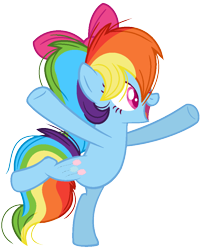 Size: 848x1048 | Tagged: safe, artist:bezziie, derpibooru import, rainbow dash, pony, bow, earth pony rainbow dash, hair bow, race swap, simple background, solo, swapped cutie marks, transparent background