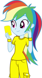 Size: 2053x3786 | Tagged: safe, artist:3d4d, artist:anhel032015, derpibooru import, edit, rainbow dash, equestria girls, clothes, high res, simple background, smiling, solo, transparent background, vector, vector edit, yellow