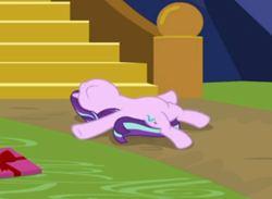 Size: 453x332 | Tagged: safe, screencap, starlight glimmer, pony, unicorn, the last problem, cropped, lying down, nose in the air, on back, solo