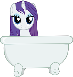 Size: 5635x6000 | Tagged: safe, artist:slb94, rarity, pony, unicorn, absurd resolution, bathtub, bedroom eyes, claw foot bathtub, simple background, solo, transparent background, vector, wet, wet mane, wet mane rarity