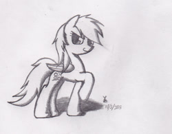 Size: 1106x863 | Tagged: safe, artist:wyezee, derpibooru import, rainbow dash, pegasus, pony, black and white, grayscale, looking at you, monochrome, sketch