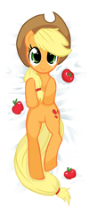 Size: 472x1181 | Tagged: safe, artist:fluffyducky-plushie, applejack, earth pony, pony, apple, body pillow, body pillow design, cute, female, jackabetes, mare, obligatory apple, on back, solo