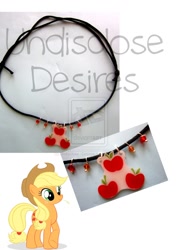 Size: 900x1278 | Tagged: safe, artist:undisclose--desires, applejack, earth pony, pony, collar, craft, cutie mark