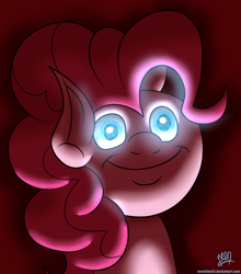 Size: 2200x2500 | Tagged: safe, artist:neoncel, pinkie pie, earth pony, pony, glowing eyes, solo, stare, staring into your soul