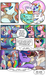 Size: 1800x2928 | Tagged: safe, artist:candyclumsy, derpibooru import, fleur-de-lis, lightning dust, nurse redheart, sassy saddles, oc, oc:aerial agriculture, oc:candy clumsy, oc:earthing elements, oc:king speedy hooves, oc:princess healing glory, oc:queen galaxia, oc:tommy the human, alicorn, earth pony, human, pegasus, unicorn, comic:sick days, alicorn oc, alicorn princess, aunt and nephew, bed, bedroom, book, canterlot castle, child, comic, commissioner:bigonionbean, crying, dialogue, family, father and child, father and son, female, fusion, fusion: princess healing glory, fusion:aerial agriculture, fusion:earthing elements, fusion:king speedy hooves, fusion:queen galaxia, grandparents, hug, human oc, husband and wife, kissing, levitation, licking, magic, male, mother and child, mother and son, nuzzles, parent and child, recovering, sleeping, spectacles, telekinesis, tongue out, writer:bigonionbean, writing