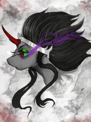 Size: 772x1034 | Tagged: safe, artist:aavie, derpibooru import, king sombra, queen umbra, pony, unicorn, bust, portrait, rule 63, solo