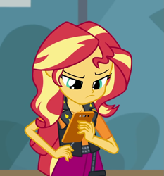 Size: 1007x1079 | Tagged: safe, screencap, sunset shimmer, better together, driving miss shimmer, driving miss shimmer: rarity, equestria girls, cellphone, cropped, female, frown, phone, smartphone, solo