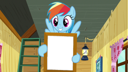 Size: 1280x720 | Tagged: safe, derpibooru import, edit, edited screencap, screencap, rainbow dash, pegasus, pony, the washouts (episode), exploitable meme, meme, rainbow dash's poster, template