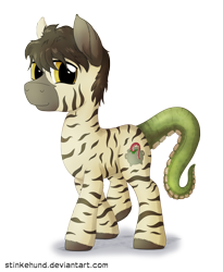 Size: 2300x2800 | Tagged: safe, artist:stinkehund, derpibooru import, oc, oc only, original species, zebra, fluffy, male, solo, tentacles, tentapony, unshorn fetlocks