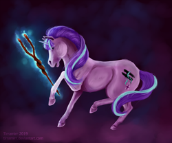 Size: 3000x2500 | Tagged: safe, artist:tirramirr, starlight glimmer, pony, unicorn, the cutie map, equal cutie mark, glowing horn, hoers, horn, s5 starlight, solo, staff, staff of sameness