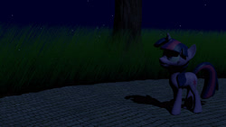 Size: 1920x1080 | Tagged: safe, artist:pt300, derpibooru import, twilight sparkle, 3d, blender, night, solo, tall grass