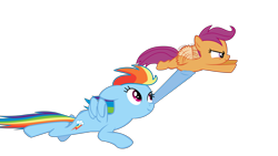 Size: 10667x6000 | Tagged: safe, artist:optimus97, derpibooru import, rainbow dash, scootaloo, pegasus, pony, sleepless in ponyville, absurd resolution, flying, looking up, simple background, transparent background, vector