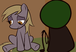 Size: 650x450 | Tagged: safe, anonymous artist, derpy hooves, oc, oc:anon, pony, /mlp/, 4chan, crying, msponyadventures, sad, simple background, sitting