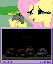 Size: 500x600 | Tagged: safe, fluttershy, pegasus, pony, bonnie, chica, ending, exploitable meme, five nights at freddy's, five nights at freddy's 3, foxy, freddy fazbear, good end, meme, obligatory pony, tv meme