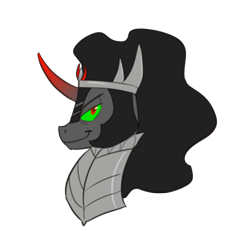 Size: 700x700 | Tagged: safe, artist:carnifex, derpibooru import, king sombra, pony, unicorn, black mane, male, sharp teeth, solo, sombra eyes, stallion