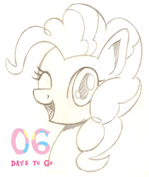 Size: 1116x1323 | Tagged: safe, artist:flutterluv, part of a set, pinkie pie, earth pony, pony, bust, countdown, looking at you, mixed media, one eye closed, portrait, smiling, solo, traditional art, wink