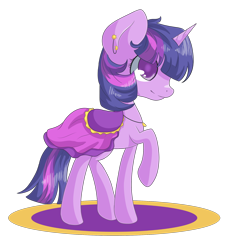 Size: 2000x2000 | Tagged: safe, artist:rue-willings, derpibooru import, twilight sparkle, clothes, dress, saddle, solo