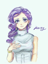 Size: 580x773 | Tagged: safe, artist:吸尘器的逆袭, rarity, human, clothes, female, humanized