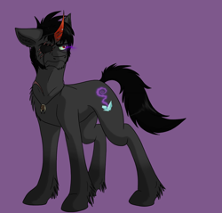 Size: 900x860 | Tagged: safe, artist:ashskye, derpibooru import, king sombra, pony, unicorn, dark magic, eyepatch, magic, necklace, redesign, scar, solo, sombra eyes, sombra's cutie mark, unshorn fetlocks