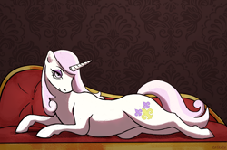 Size: 2784x1850 | Tagged: safe, artist:easery, derpibooru import, fleur-de-lis, pony, unicorn, draw me like one of your french girls, fainting couch, female, lounging, mare, solo