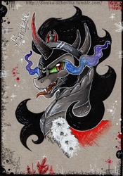 Size: 560x800 | Tagged: safe, artist:donika-schovina, derpibooru import, king sombra, pony, unicorn, bust, portrait, solo, traditional art