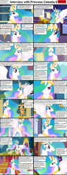 Size: 1282x3304 | Tagged: safe, philomena, princess celestia, alicorn, pony, comic:celestia's servant interview, canterlot, caption, comic, cs captions, interview