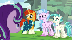 Size: 1920x1080 | Tagged: safe, screencap, silverstream, starlight glimmer, sunburst, terramar, classical hippogriff, hippogriff, pony, student counsel