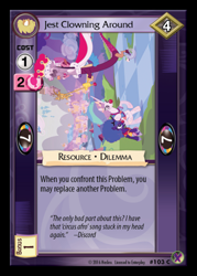 Size: 358x500 | Tagged: safe, discord, princess celestia, princess luna, alicorn, pony, alternate timeline, ccg, chaotic timeline, clown celestia, clown luna, enterplay, king discord, marks in time, merchandise