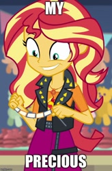 Size: 500x764 | Tagged: safe, edit, edited screencap, screencap, sunset shimmer, better together, equestria girls, rollercoaster of friendship, cropped, cute, faic, female, geode of empathy, gollum, lord of the rings, magical geodes, meme, reference, shimmerbetes, smeargle, smiling, this will end in insanity, tickets