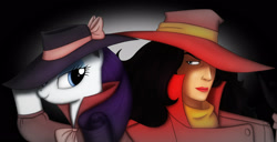 Size: 2250x1150 | Tagged: safe, artist:gennbu, rarity, human, broderbund, carmen sandiego, crossover