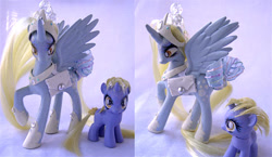 Size: 674x392 | Tagged: safe, artist:lightningsilver-mana, derpy hooves, dinky hooves, alicorn, pony, alicornified, background pony, craft, derpicorn, doll, female, figure, figurine, filly, paint, painting, pegacorn, photo, princess derpy, race swap, toy, unipeg