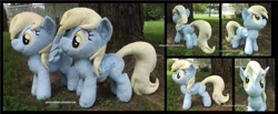Size: 4245x1754 | Tagged: safe, artist:peruserofpieces, derpy hooves, pegasus, pony, female, folded wings, front view, irl, mare, photo, plushie, profile, self ponidox, spread wings, toy, wings