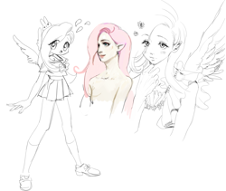 Size: 2009x1694 | Tagged: safe, artist:hasbrony, fluttershy, human, humanized, solo, winged humanization