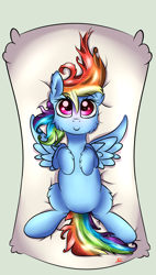 Size: 1024x1809 | Tagged: safe, artist:scarletcurl, derpibooru import, rainbow dash, pegasus, pony, cute, dashabetes, on back, pillow, solo