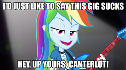 Size: 906x500 | Tagged: safe, derpibooru import, edit, edited screencap, screencap, rainbow dash, equestria girls, bust, female, image macro, looking at you, meme, solo, the simpsons, vulgar