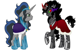 Size: 1024x683 | Tagged: safe, artist:jaquelindreamz, artist:tambelon, derpibooru import, idw, king sombra, queen umbra, pony, unicorn, spoiler:comic, good king sombra, good queen umbra, mirror universe, rule 63