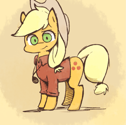 Size: 969x960 | Tagged: safe, artist:gmrqor, applejack, earth pony, pony, clothes, shirt, solo