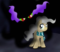 Size: 959x833 | Tagged: safe, artist:mishti14, derpibooru import, king sombra, mayor mare, pony, umbrum, unicorn, clothes, following, scarf