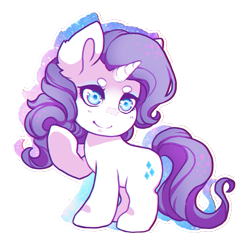 Size: 716x698 | Tagged: safe, artist:reisar, rarity, pony, unicorn, chibi, female, horn, mare, purple mane, solo, white coat