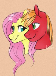 Size: 723x973 | Tagged: safe, artist:fairdahlia, big macintosh, fluttershy, earth pony, pegasus, pony, fluttermac, male, shipping, stallion, straight