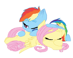 Size: 1007x794 | Tagged: safe, artist:cartoonxcatxlover, derpibooru import, fluttershy, rainbow dash, pegasus, pony, female, flutterdash, lesbian, my little pony, shipping, simple background, white background