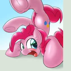 Size: 1000x1000 | Tagged: safe, artist:ushiro no kukan, pinkie pie, earth pony, pony, active stretch, backbend, chest stand, cute, diapinkes, flexible, solo, underhoof